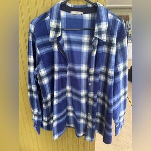 Lee Riders Blue Button Down Plaid Shirt